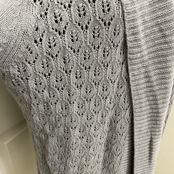 Eddie Bauer Open Front Knit Cardigan Sweater Linen Cotton Blend Gray X-Large XL - Picture 5 of 10